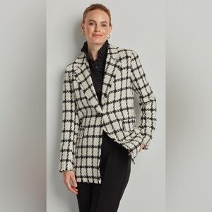 NWT Ellen Tracy CHECKERED BOUCLE BLAZER size M